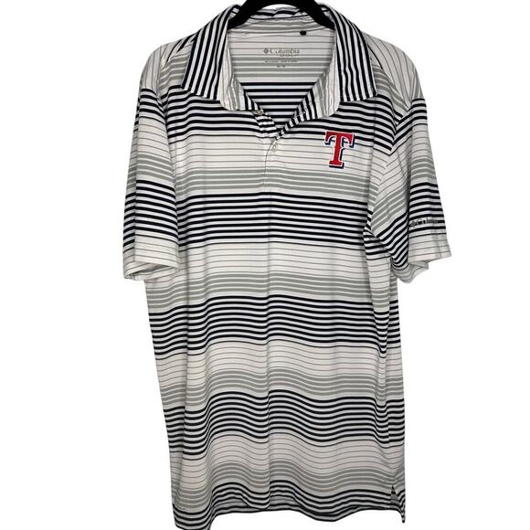 Columbia Other - Columbia Golf Texas Rangers Polo Shirt Men's Size Medium Striped Baseball MLB